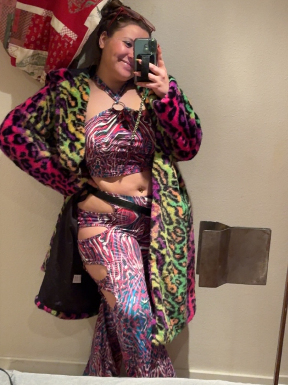 Rave set Multicolor Cut-Out pant set - Vibrant Print
